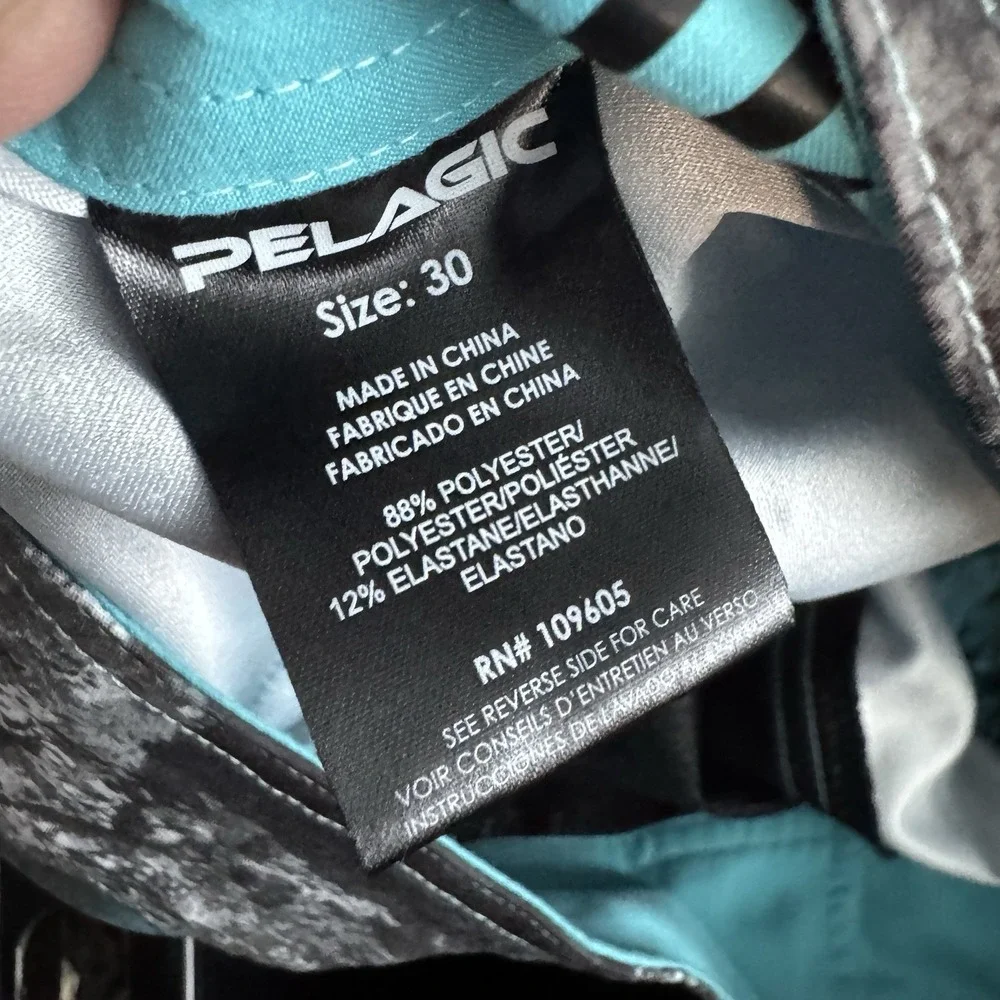 Pelagic Argonaut Board Shorts Mens 30 Teal Black Swim Fishing Surfing Unlined